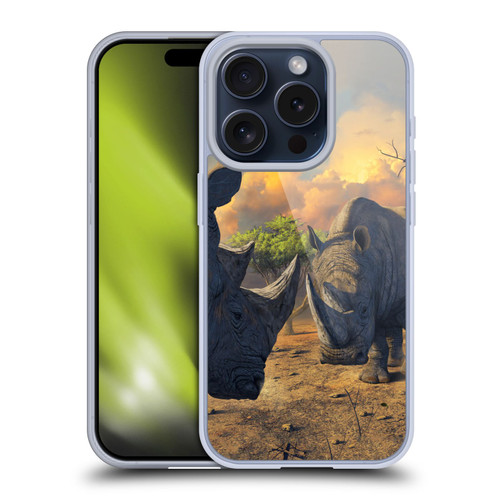 Vincent Hie Key Art Rhino Stand Off Soft Gel Case for Apple iPhone 15 Pro