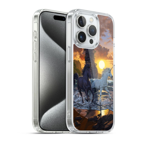 Vincent Hie Key Art Unicorns On The Beach Soft Gel Case for Apple iPhone 15 Pro & MagSafe