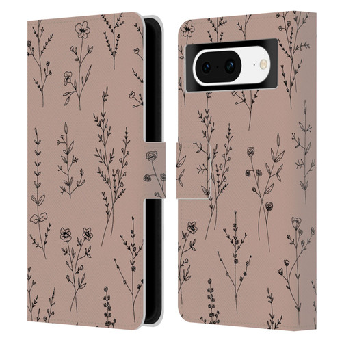 Anis Illustration Wildflowers Blush Pink Leather Book Wallet Case Cover For Google Pixel 8