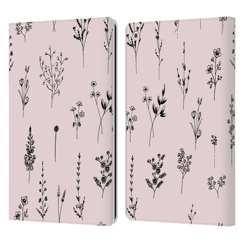 Anis Illustration Wildflowers Light Pink Leather Book Wallet Case Cover For Apple iPad 10.2 2019/2020/2021