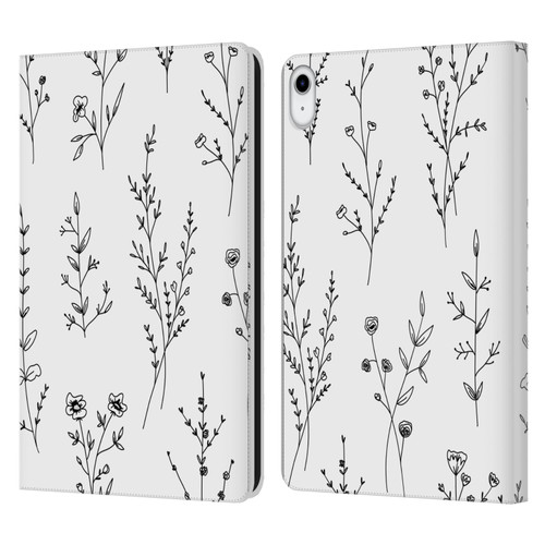 Anis Illustration Wildflowers White Leather Book Wallet Case Cover For Apple iPad 10.9 (2022)