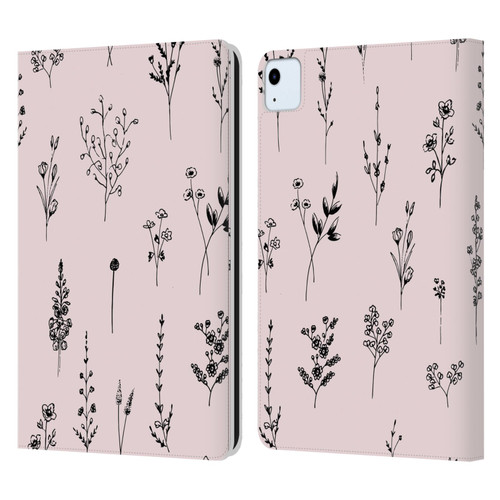 Anis Illustration Wildflowers Light Pink Leather Book Wallet Case Cover For Apple iPad Air 2020 / 2022