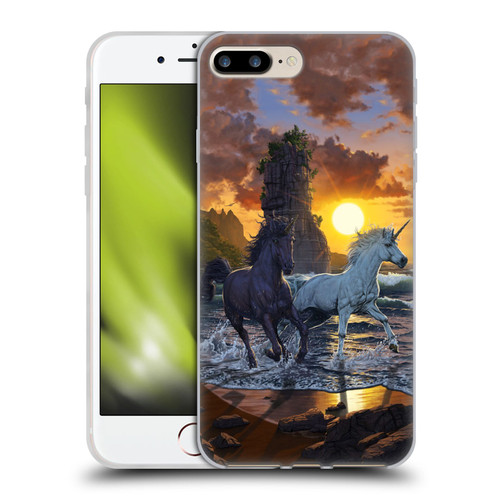 Vincent Hie Key Art Unicorns On The Beach Soft Gel Case for Apple iPhone 7 Plus / iPhone 8 Plus