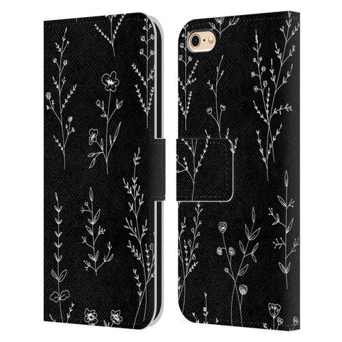 Anis Illustration Wildflowers Black Leather Book Wallet Case Cover For Apple iPhone 6 / iPhone 6s