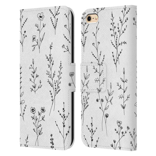 Anis Illustration Wildflowers White Leather Book Wallet Case Cover For Apple iPhone 6 / iPhone 6s