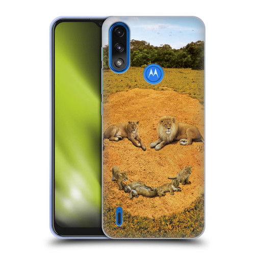 Vincent Hie Key Art A Lion Happiness Soft Gel Case for Motorola Moto E7 Power / Moto E7i Power