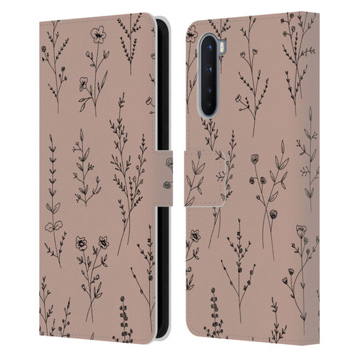 Anis Illustration Wildflowers Blush Pink Leather Book Wallet Case Cover For OnePlus Nord 5G