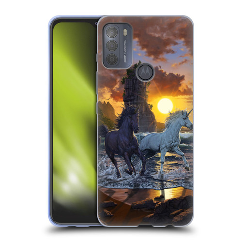 Vincent Hie Key Art Unicorns On The Beach Soft Gel Case for Motorola Moto G50