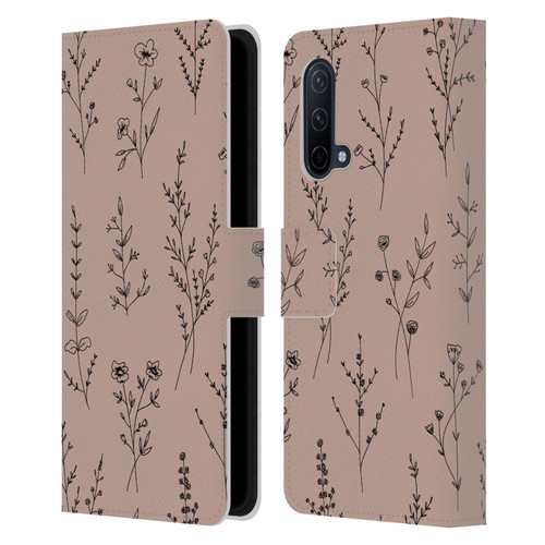 Anis Illustration Wildflowers Blush Pink Leather Book Wallet Case Cover For OnePlus Nord CE 5G