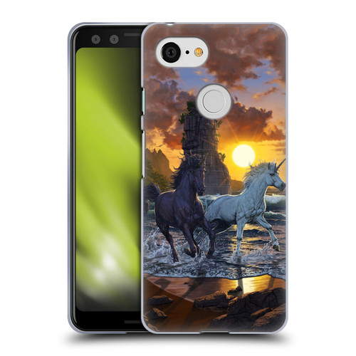 Vincent Hie Key Art Unicorns On The Beach Soft Gel Case for Google Pixel 3