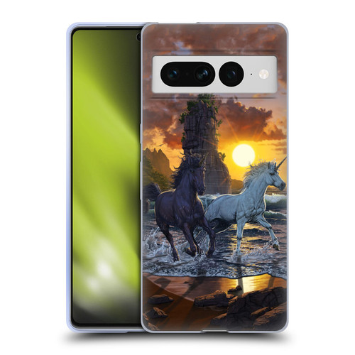 Vincent Hie Key Art Unicorns On The Beach Soft Gel Case for Google Pixel 7 Pro