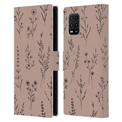 Anis Illustration Wildflowers Blush Pink Leather Book Wallet Case Cover For Xiaomi Mi 10 Lite 5G
