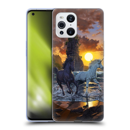 Vincent Hie Key Art Unicorns On The Beach Soft Gel Case for OPPO Find X3 / Pro