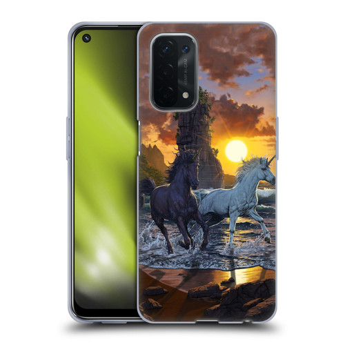 Vincent Hie Key Art Unicorns On The Beach Soft Gel Case for OPPO A54 5G