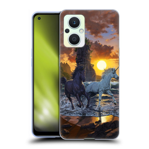 Vincent Hie Key Art Unicorns On The Beach Soft Gel Case for OPPO Reno8 Lite