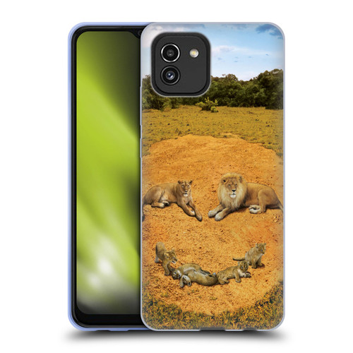 Vincent Hie Key Art A Lion Happiness Soft Gel Case for Samsung Galaxy A03 (2021)