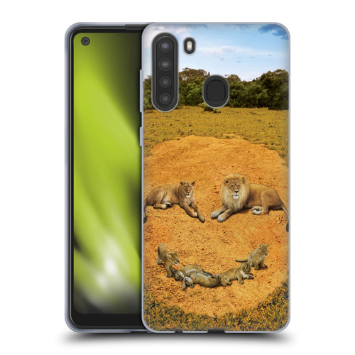 Vincent Hie Key Art A Lion Happiness Soft Gel Case for Samsung Galaxy A21 (2020)