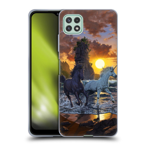 Vincent Hie Key Art Unicorns On The Beach Soft Gel Case for Samsung Galaxy A22 5G / F42 5G (2021)