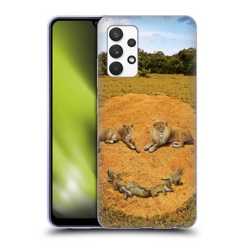 Vincent Hie Key Art A Lion Happiness Soft Gel Case for Samsung Galaxy A32 (2021)