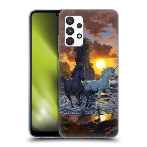 Vincent Hie Key Art Unicorns On The Beach Soft Gel Case for Samsung Galaxy A32 (2021)