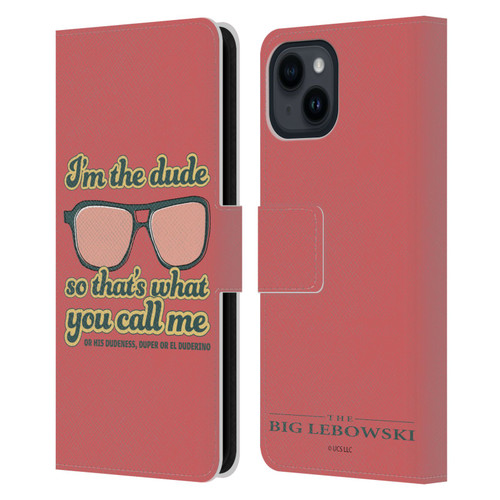 The Big Lebowski Retro I'm The Dude Leather Book Wallet Case Cover For Apple iPhone 15