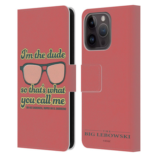 The Big Lebowski Retro I'm The Dude Leather Book Wallet Case Cover For Apple iPhone 15 Pro