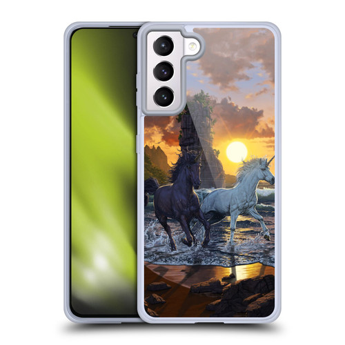 Vincent Hie Key Art Unicorns On The Beach Soft Gel Case for Samsung Galaxy S21+ 5G