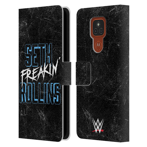 WWE Seth Rollins Logotype Leather Book Wallet Case Cover For Motorola Moto E7 Plus