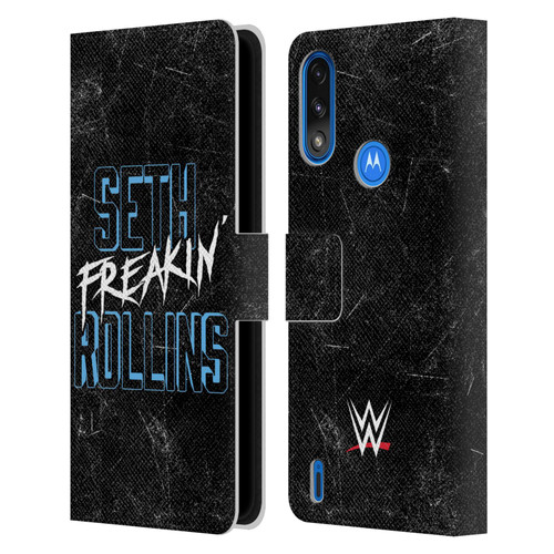 WWE Seth Rollins Logotype Leather Book Wallet Case Cover For Motorola Moto E7 Power / Moto E7i Power