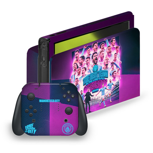 Manchester City Man City FC 2023 Champions of Europe Team Graphics Vinyl Sticker Skin Decal Cover for Nintendo Switch OLED Bundle
