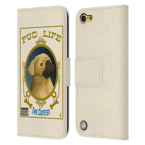 Lantern Press Dog Collection Pug Life Leather Book Wallet Case Cover For Apple iPod Touch 5G 5th Gen