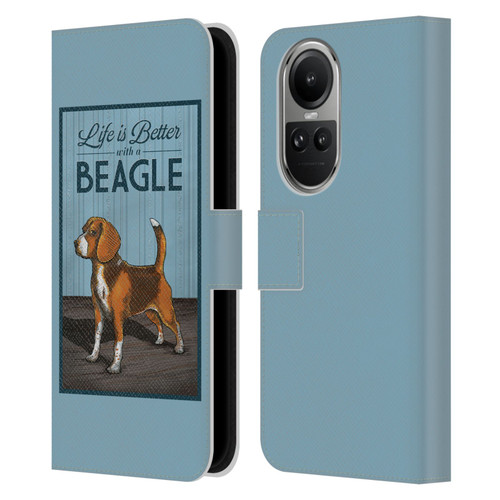 Lantern Press Dog Collection Beagle Leather Book Wallet Case Cover For OPPO Reno10 5G / Reno10 Pro 5G