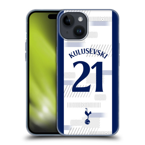 Tottenham Hotspur F.C. 2023/24 Players Dejan Kulusevski Soft Gel Case for Apple iPhone 15
