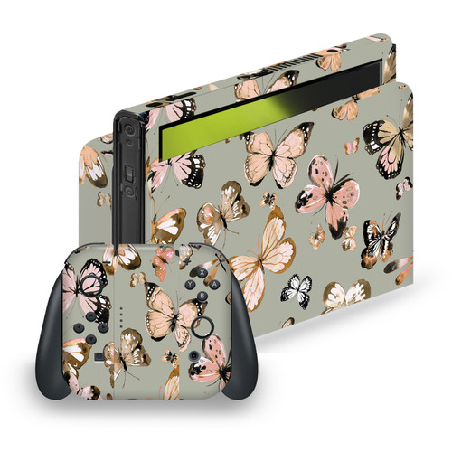 Ninola Assorted Butterflies Gold Green Vinyl Sticker Skin Decal Cover for Nintendo Switch OLED