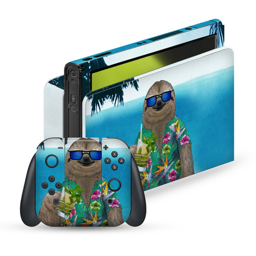 Barruf Art Mix Sloth In Summer Vinyl Sticker Skin Decal Cover for Nintendo Switch OLED