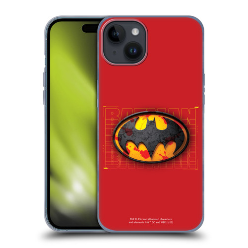 The Flash 2023 Graphics Batman Logo Soft Gel Case for Apple iPhone 15 Plus