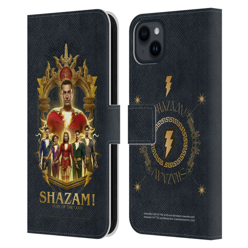 Shazam!: Fury Of The Gods Graphics Group Leather Book Wallet Case Cover For Apple iPhone 15 Plus