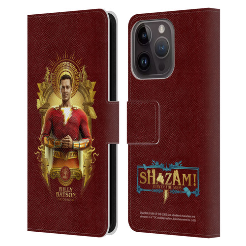 Shazam!: Fury Of The Gods Graphics Billy Leather Book Wallet Case Cover For Apple iPhone 15 Pro