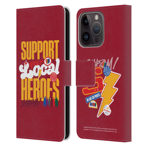 Shazam!: Fury Of The Gods Graphics Typography Leather Book Wallet Case Cover For Apple iPhone 15 Pro