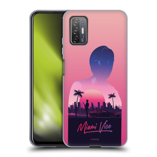 Miami Vice Art Sunset Soft Gel Case for HTC Desire 21 Pro 5G