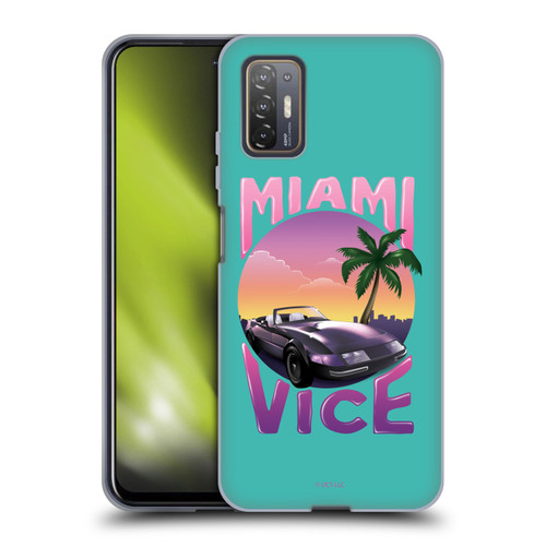 Miami Vice Art Sunset Car Soft Gel Case for HTC Desire 21 Pro 5G
