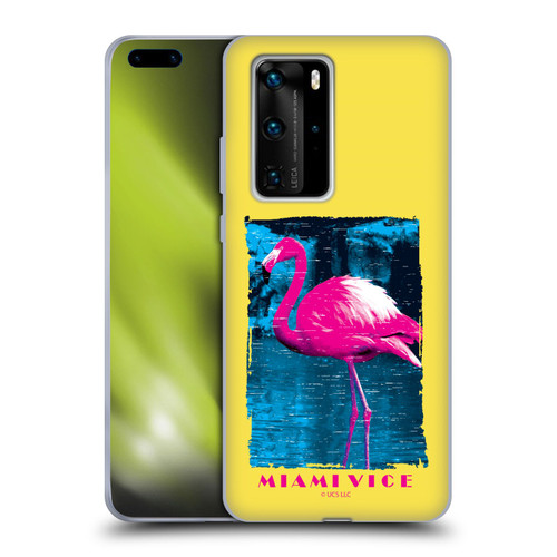 Miami Vice Art Pink Flamingo Soft Gel Case for Huawei P40 Pro / P40 Pro Plus 5G
