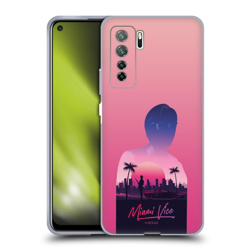 Miami Vice Art Sunset Soft Gel Case for Huawei Nova 7 SE/P40 Lite 5G