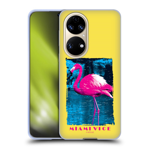 Miami Vice Art Pink Flamingo Soft Gel Case for Huawei P50