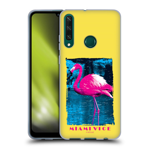 Miami Vice Art Pink Flamingo Soft Gel Case for Huawei Y6p