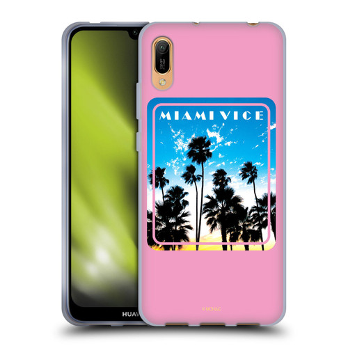 Miami Vice Art Miami Beach Palm Tree Soft Gel Case for Huawei Y6 Pro (2019)