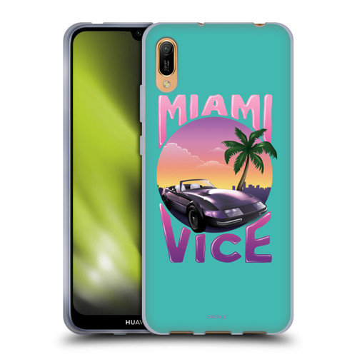 Miami Vice Art Sunset Car Soft Gel Case for Huawei Y6 Pro (2019)