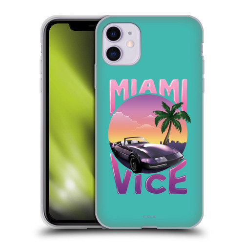 Miami Vice Art Sunset Car Soft Gel Case for Apple iPhone 11