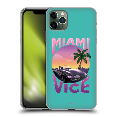 Miami Vice Art Sunset Car Soft Gel Case for Apple iPhone 11 Pro Max