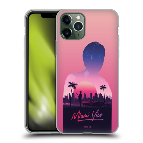 Miami Vice Art Sunset Soft Gel Case for Apple iPhone 11 Pro